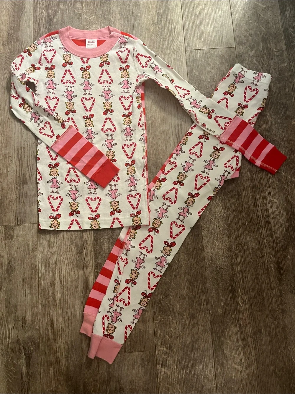 Hanna Andersson Pink and Red Heart & Ballerina Pajama Set Size 8